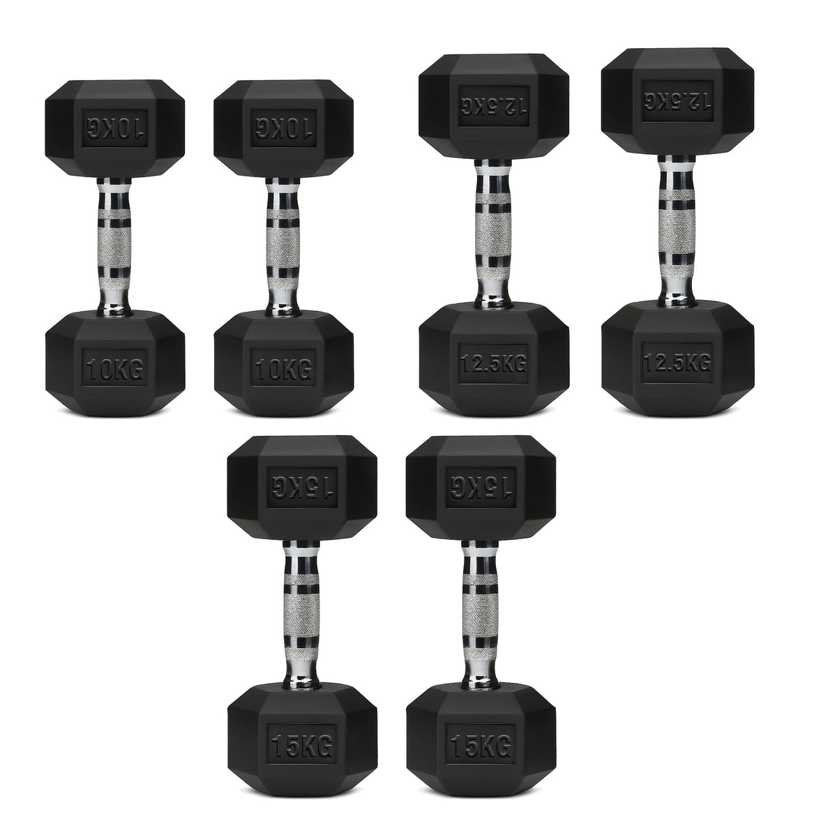 Hex Dumbbell Set with 3-Tier Tree Rack & Optional Bench – Rubber Coated Anti-Roll Weights for Home Gym