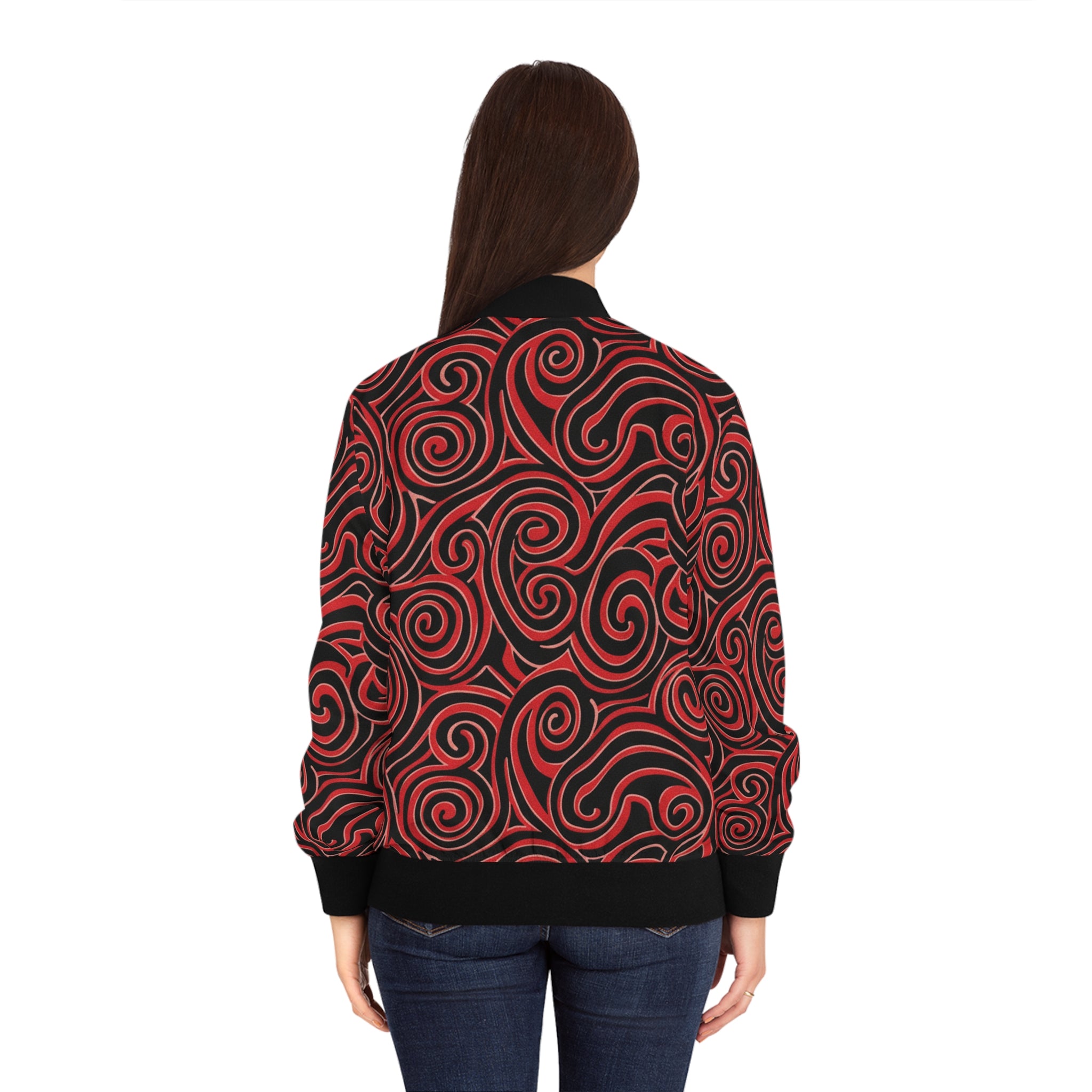 Retro Red & Balck Bomber Jacket - All-Over Print