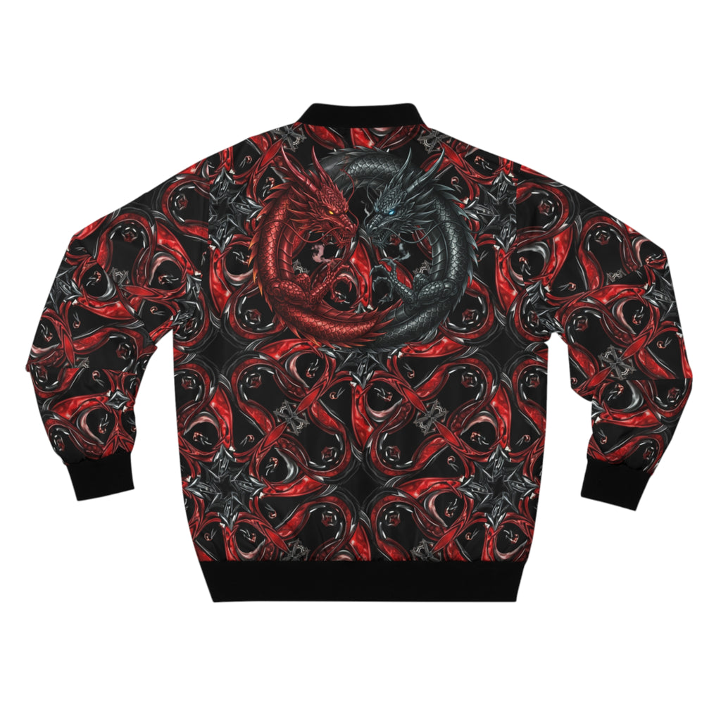 Dragon Bomber Jacket — Red & Black Mythic All-Over Print