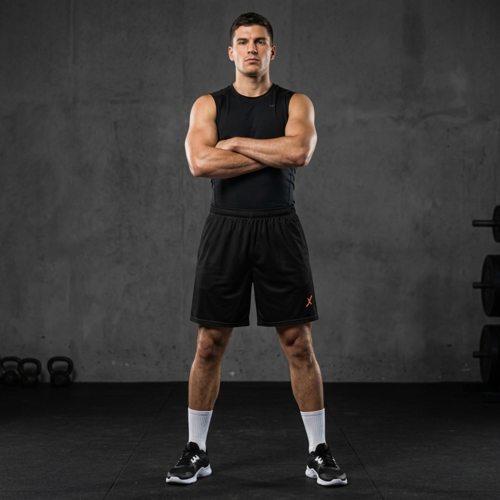 Flexate Stretch Shorts - Sports Black - Orange X