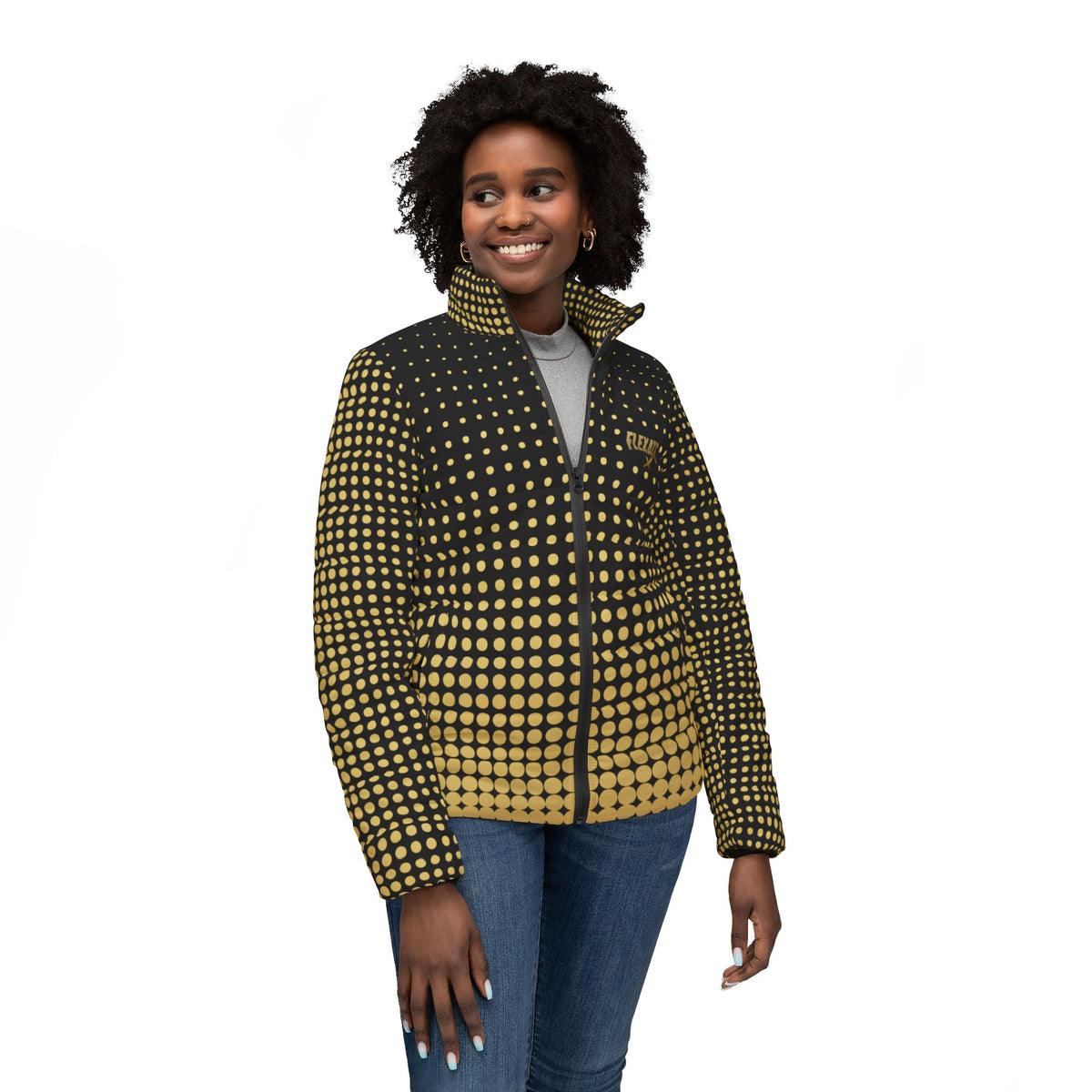 Flexate Golden X Women’s Puffer Jacket - AOP Design