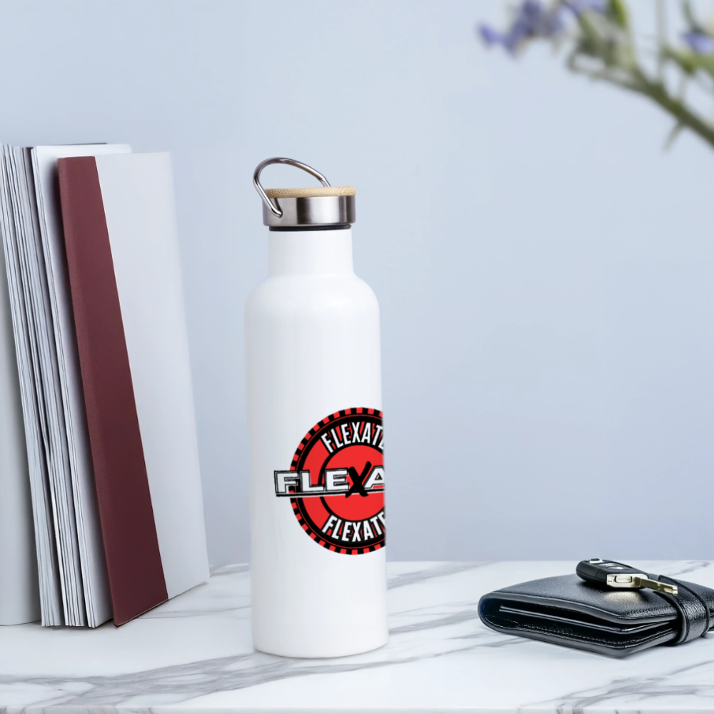 Thermal Bottle With Bamboo Lid - white