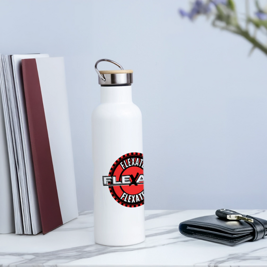Thermal Bottle With Bamboo Lid - white