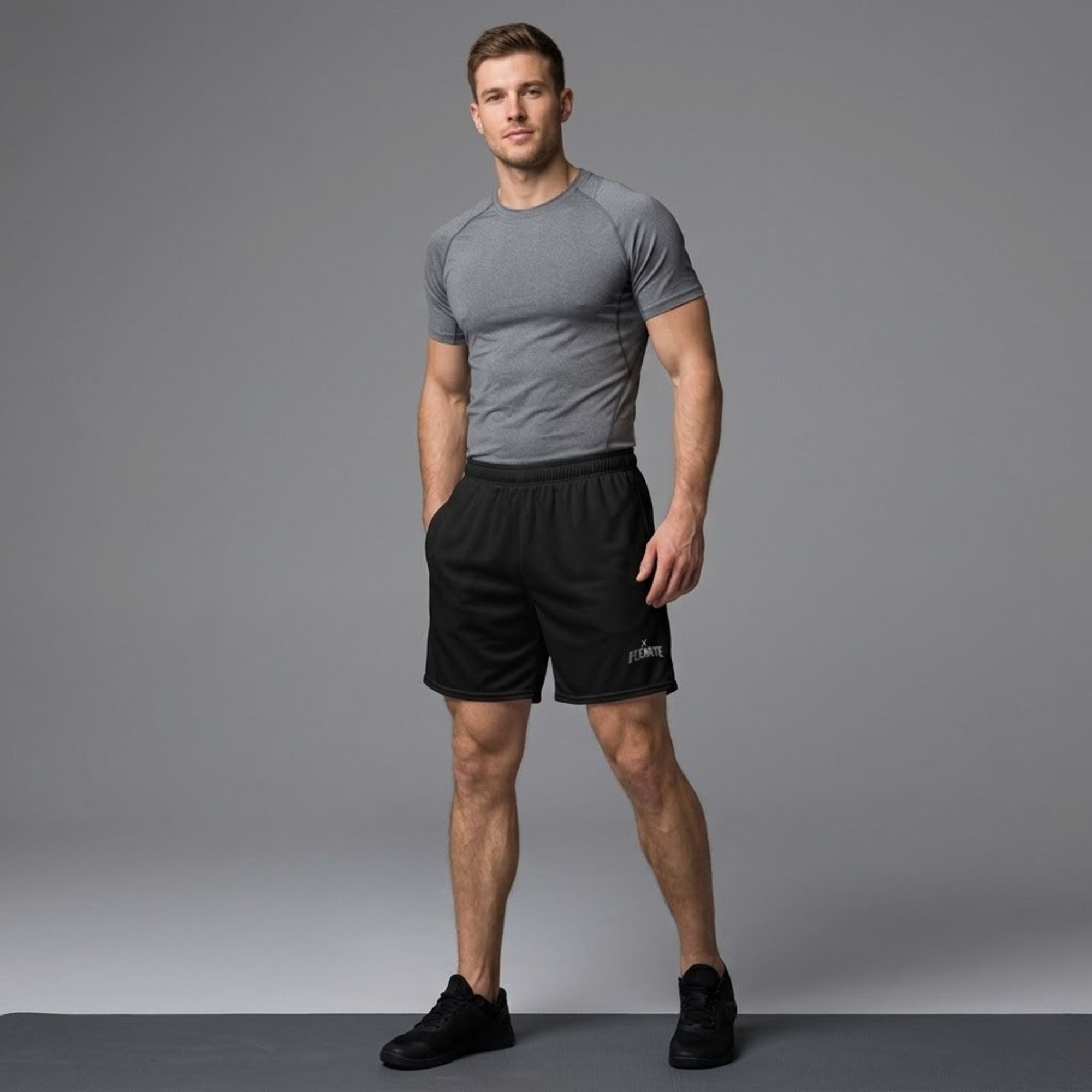 Flexate Stretch Shorts - Sports Black - Flexate Silver X