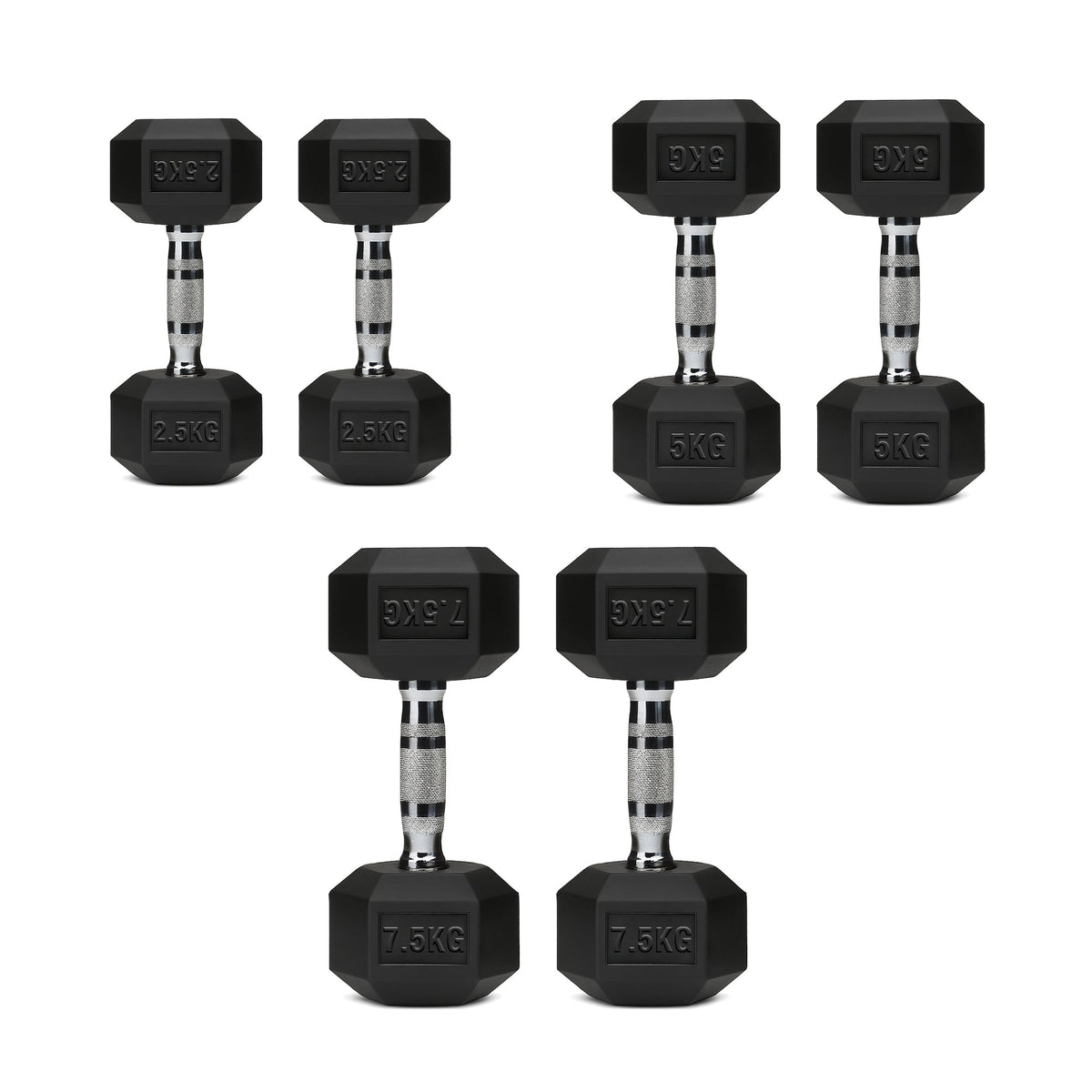 Hex Dumbbell Set with 3-Tier Tree Rack & Optional Bench – Rubber Coated Anti-Roll Weights for Home Gym