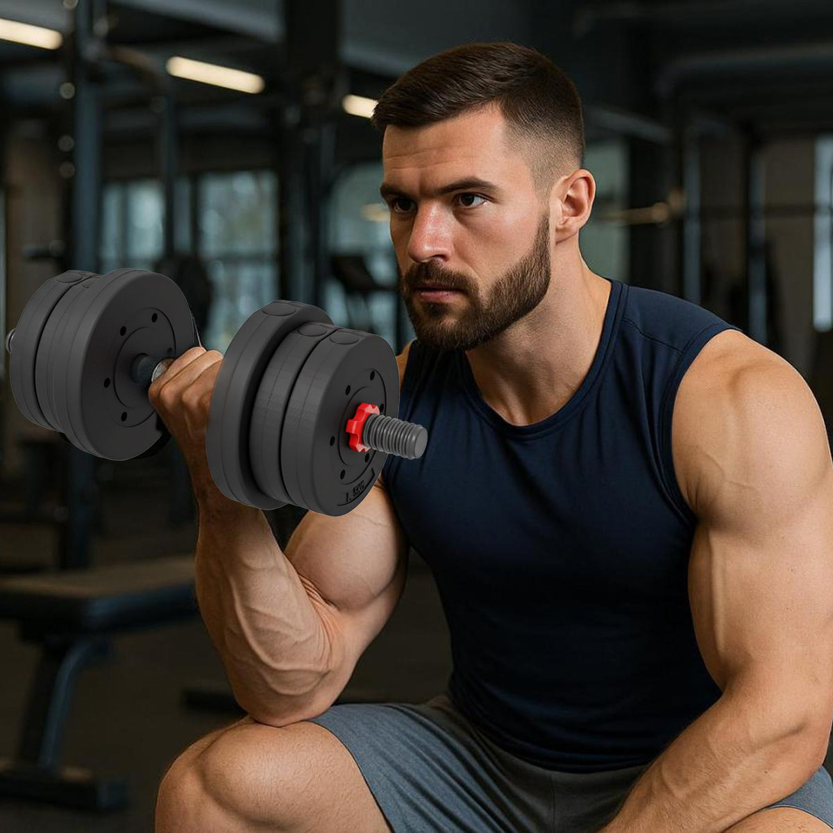 Adjustable Dumbbells & Barbell Set – 20kg, 25kg, 30kg Options – Home Gym Strength Training with or without Bench