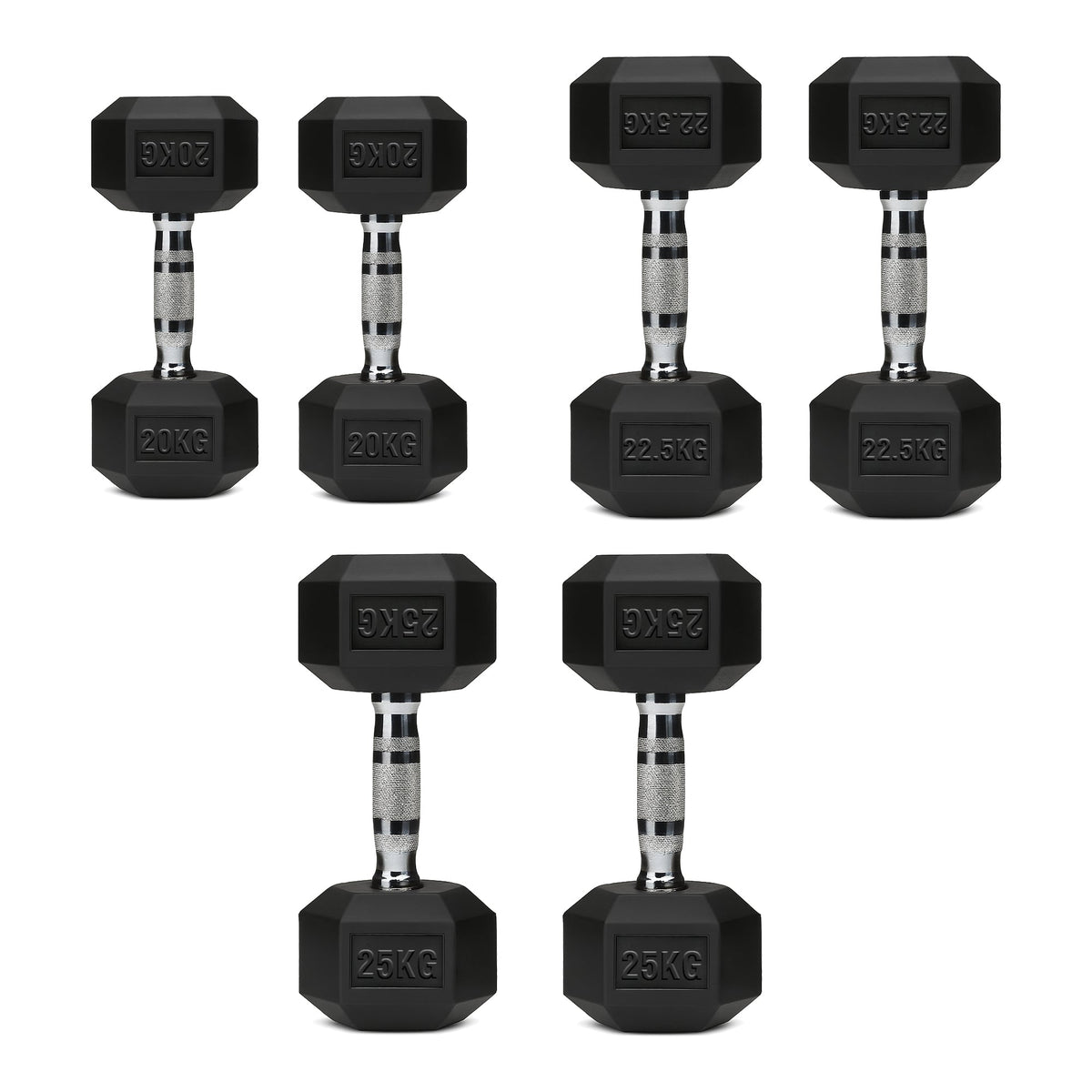 Hex Dumbbell Set with 3-Tier Tree Rack & Optional Bench – Rubber Coated Anti-Roll Weights for Home Gym