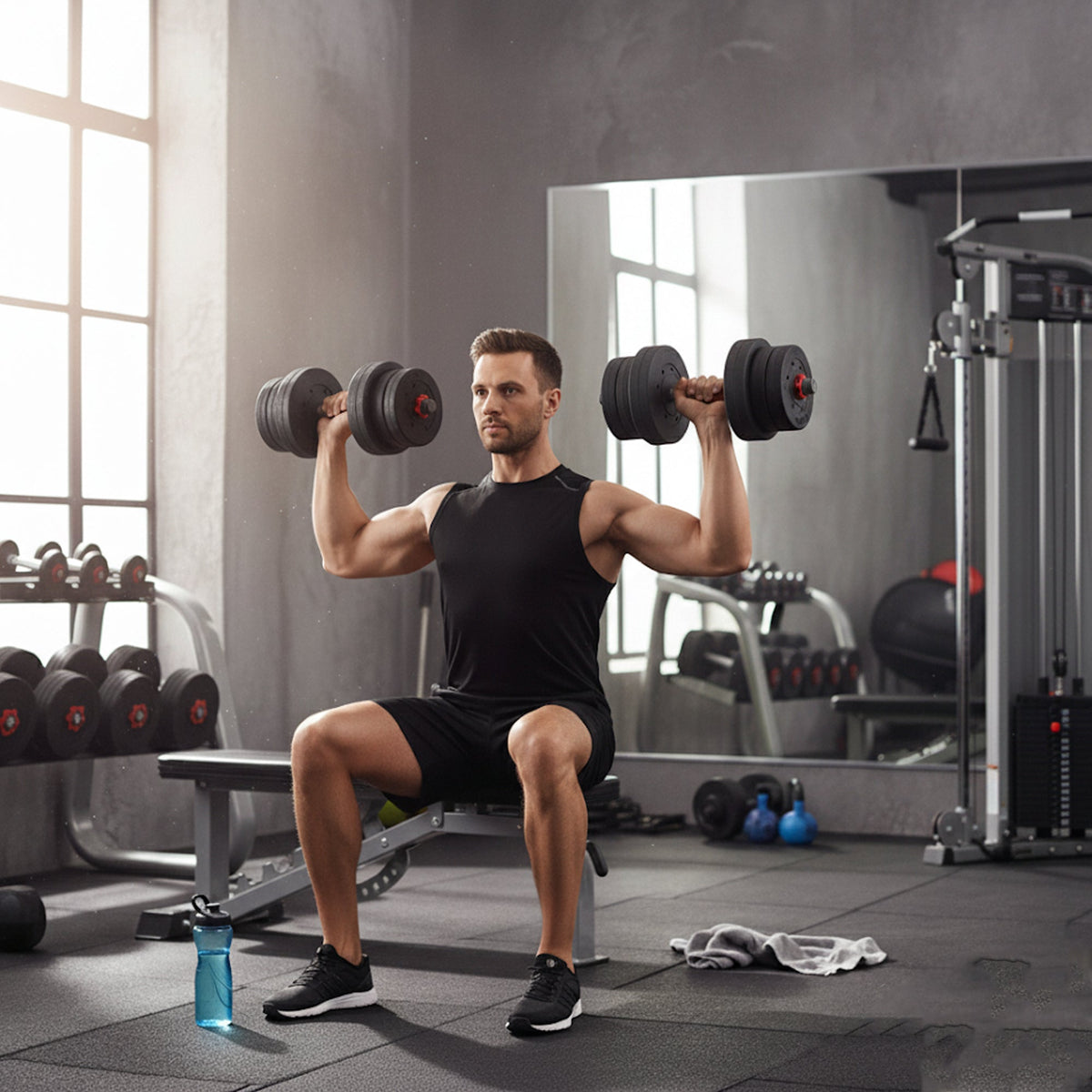 Adjustable Dumbbells & Barbell Set – 20kg, 25kg, 30kg Options – Home Gym Strength Training with or without Bench