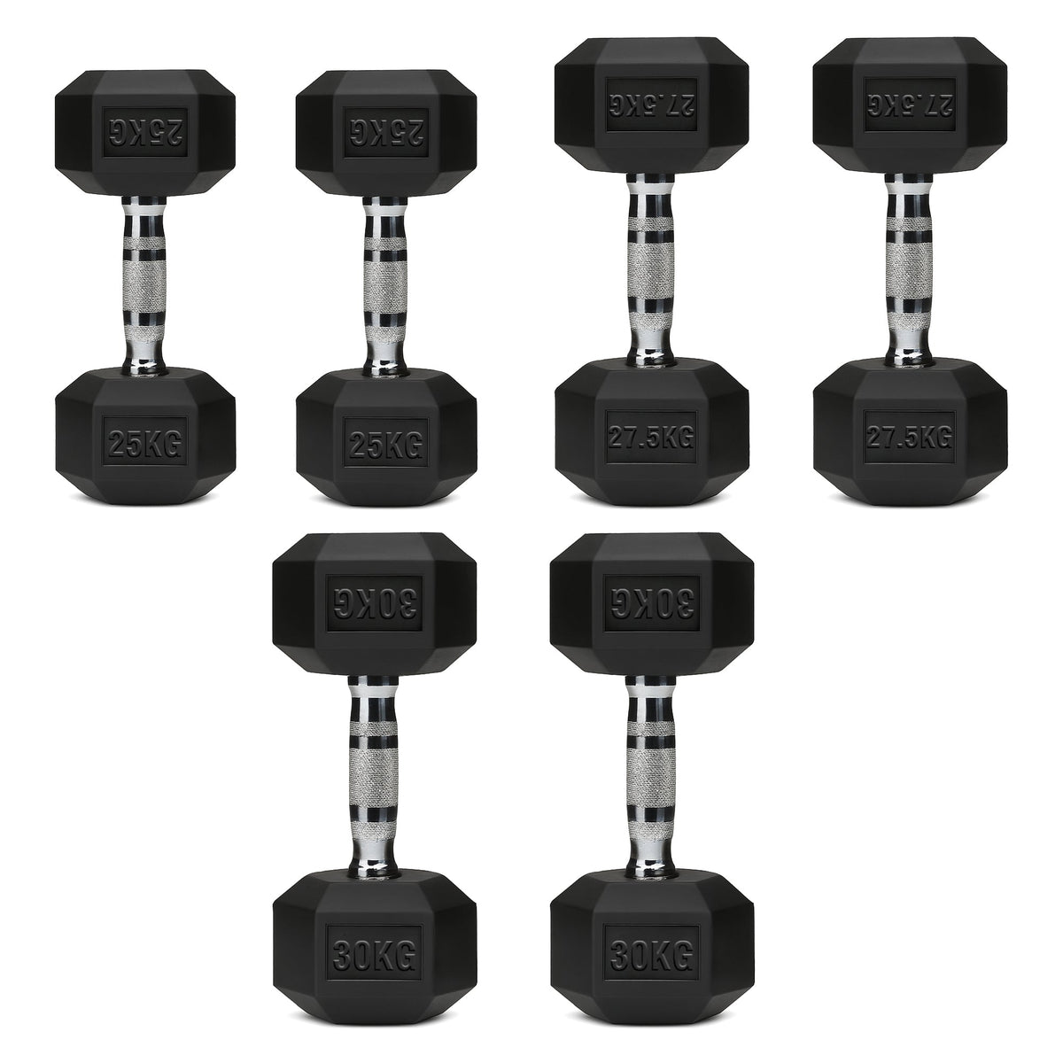 Hex Dumbbell Set with 3-Tier Tree Rack & Optional Bench – Rubber Coated Anti-Roll Weights for Home Gym