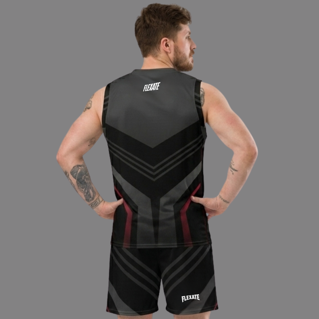 Flexate Stretch Shorts - Sports Black - Tech Red