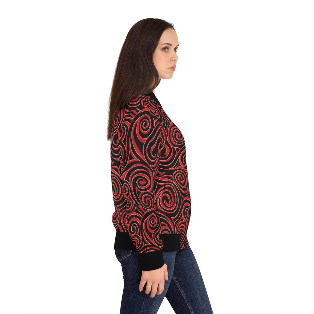 Retro Red & Balck Bomber Jacket - All-Over Print