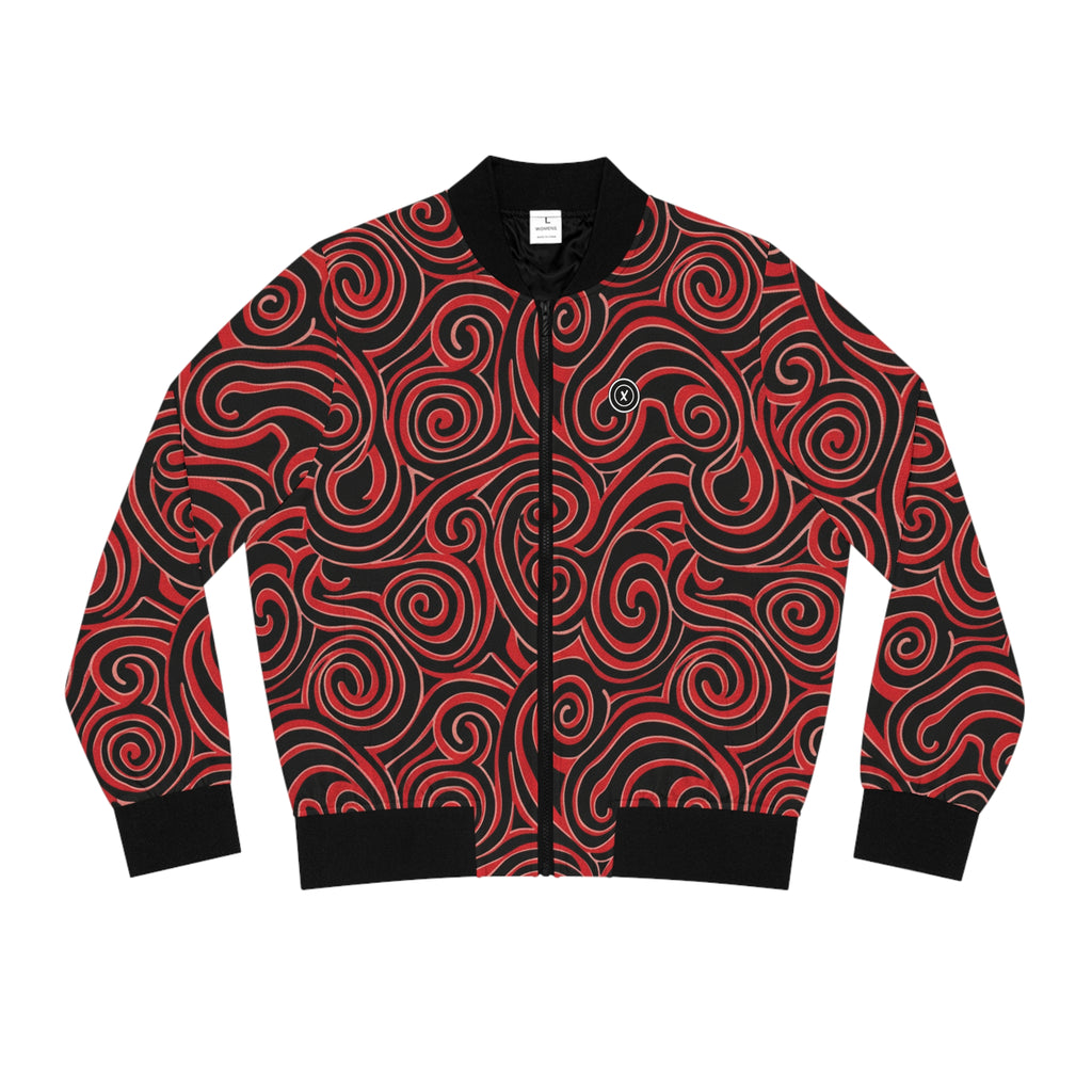 Retro Red & Balck Bomber Jacket - All-Over Print