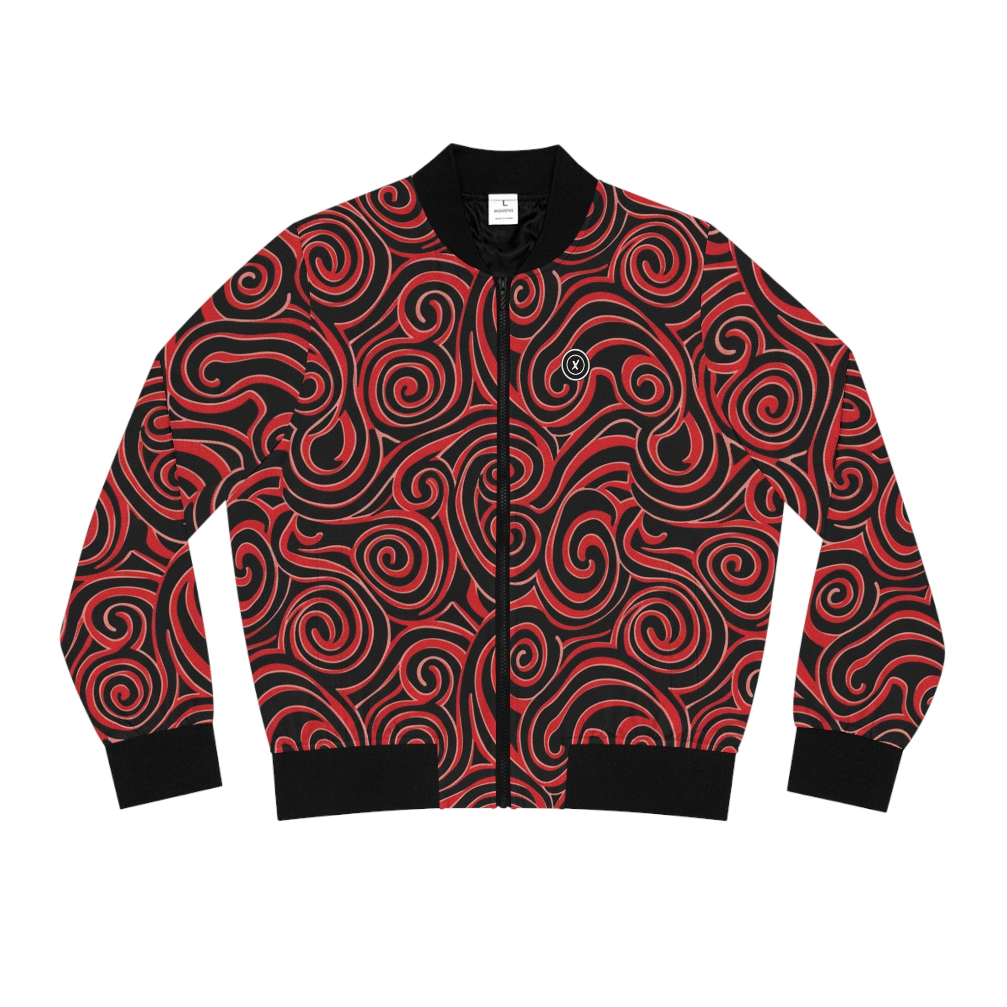 Retro Red & Balck Bomber Jacket - All-Over Print