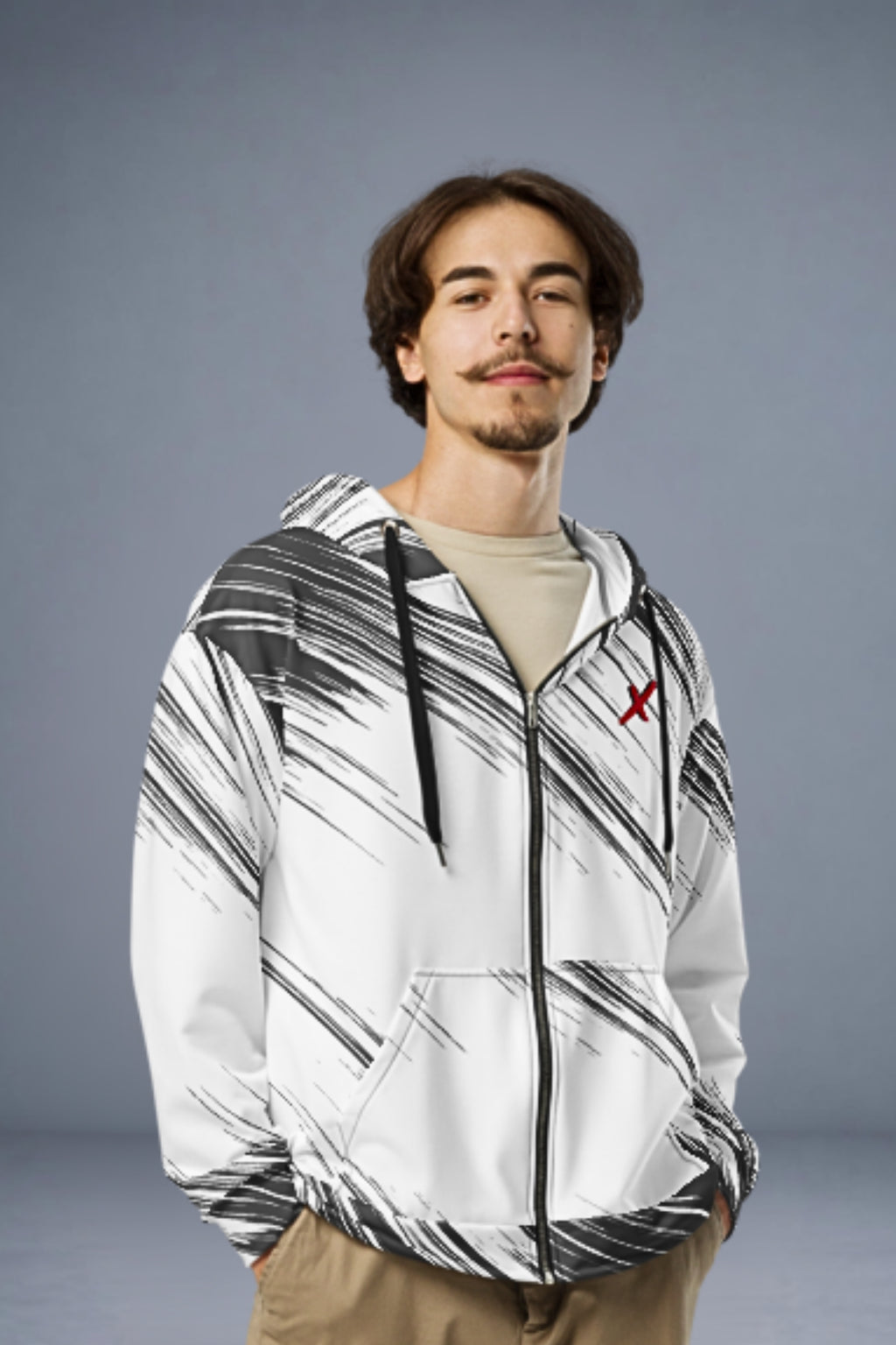 Flexate Wild Stripe - Unisex zip hoodie - Original Red X