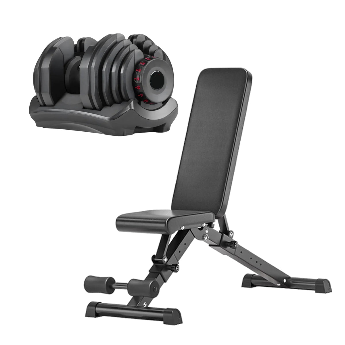 40kg Adjustable Dumbbell Set – Single or Pair with Optional Rack & Bench | Smart Home Gym Solution