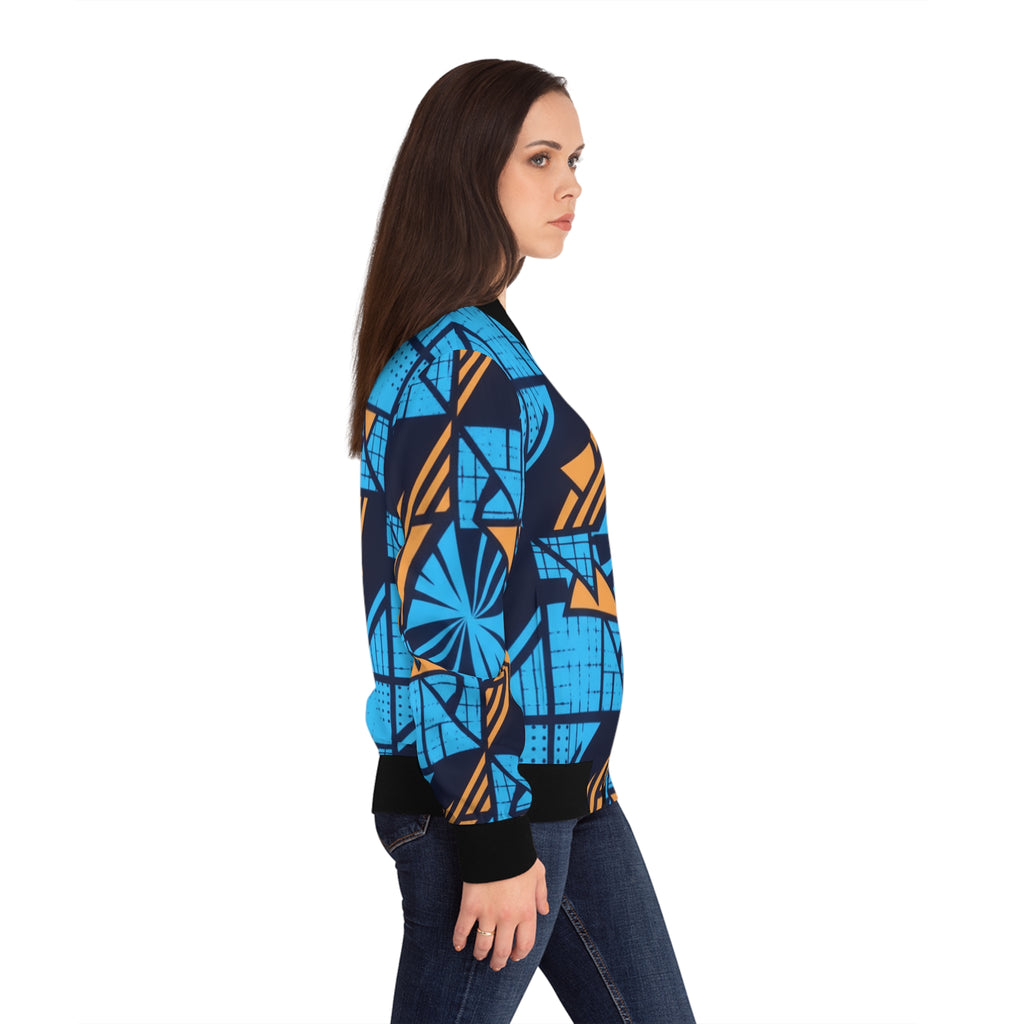 Retro Blue & Orange Bomber Jacket - All-Over Print