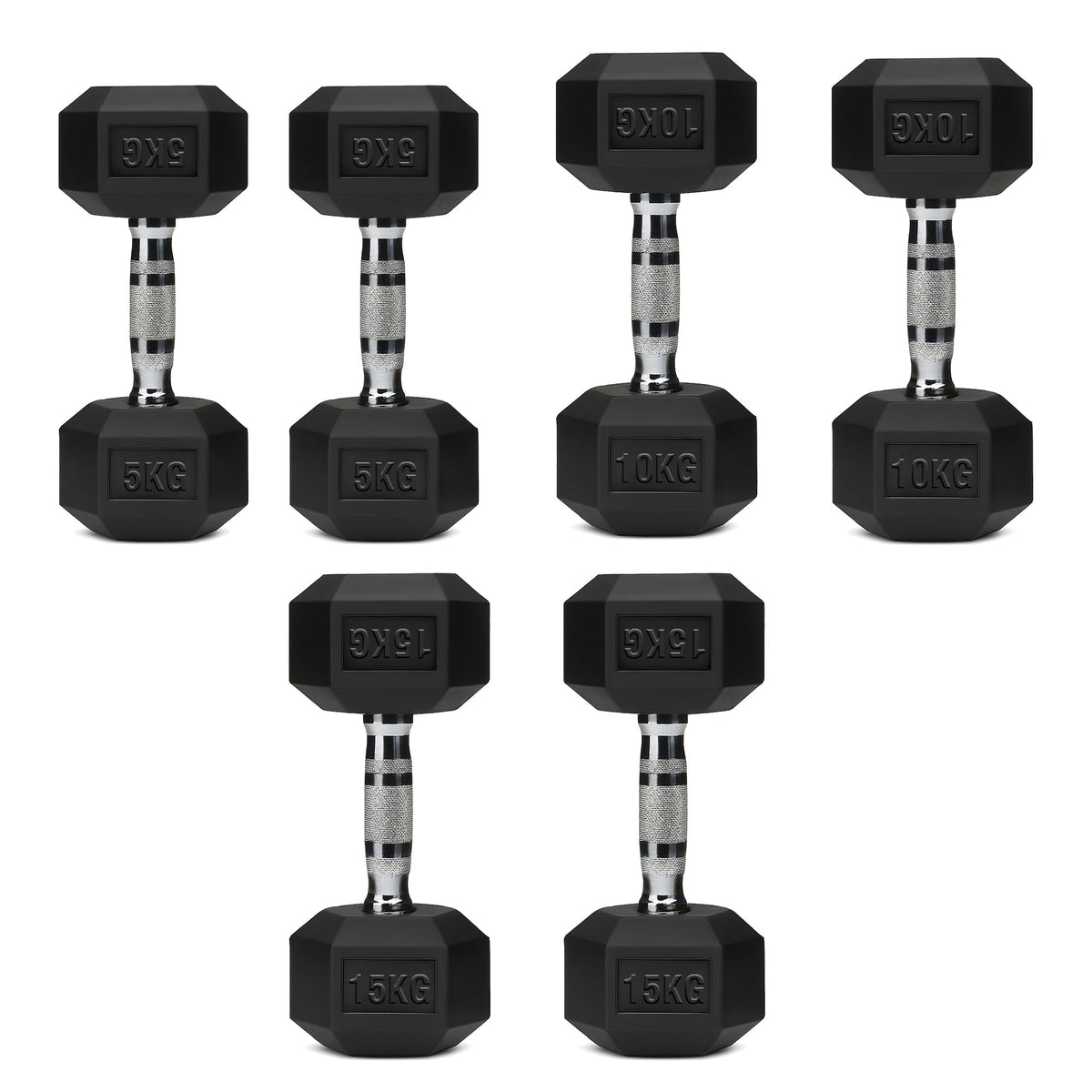 Hex Dumbbell Set with 3-Tier Tree Rack & Optional Bench – Rubber Coated Anti-Roll Weights for Home Gym
