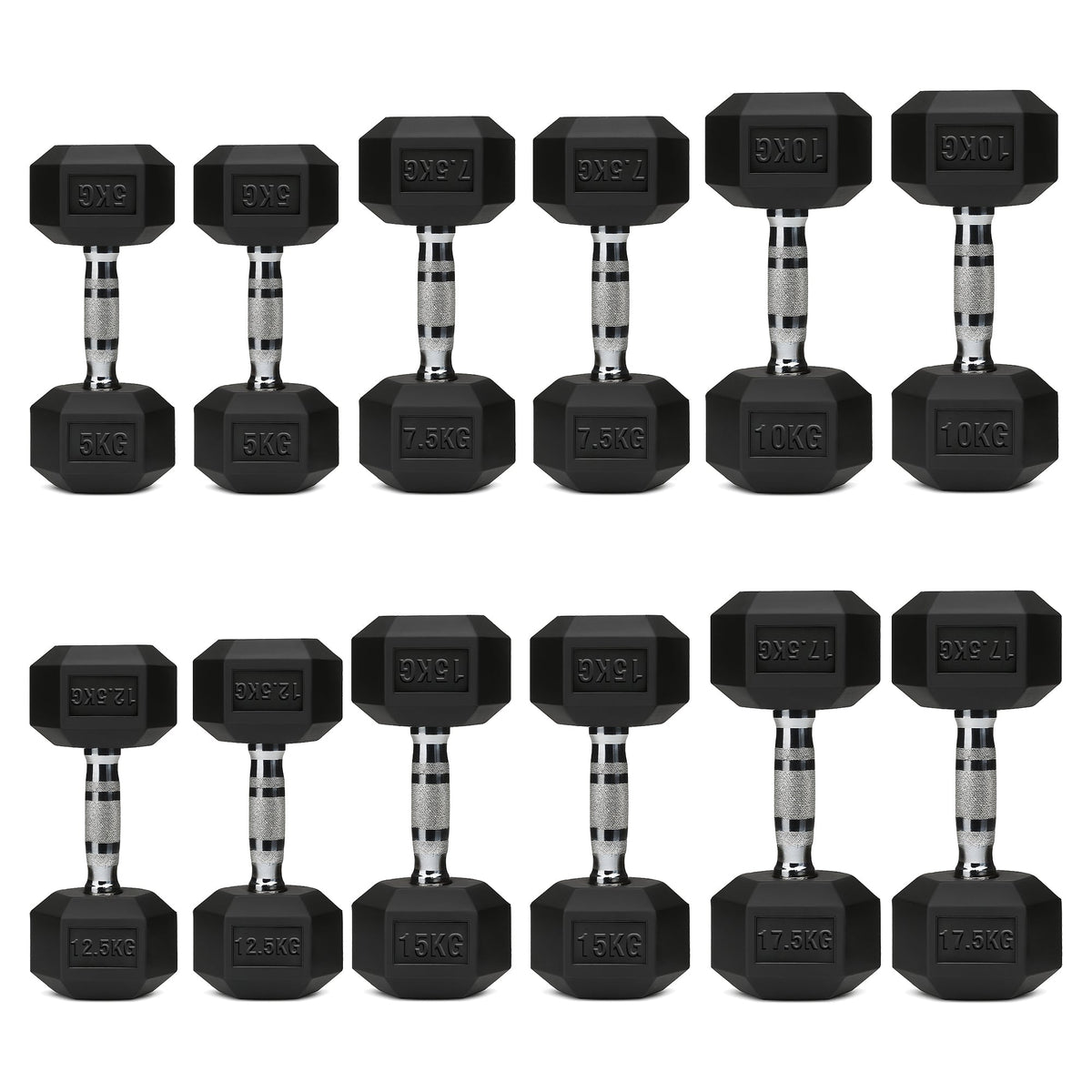 Hex Dumbbells 6 Tier Rack with or without Weights & Bench – Vertical Dumbbell Storage Stand for Home Gym (2.5kg–30kg)