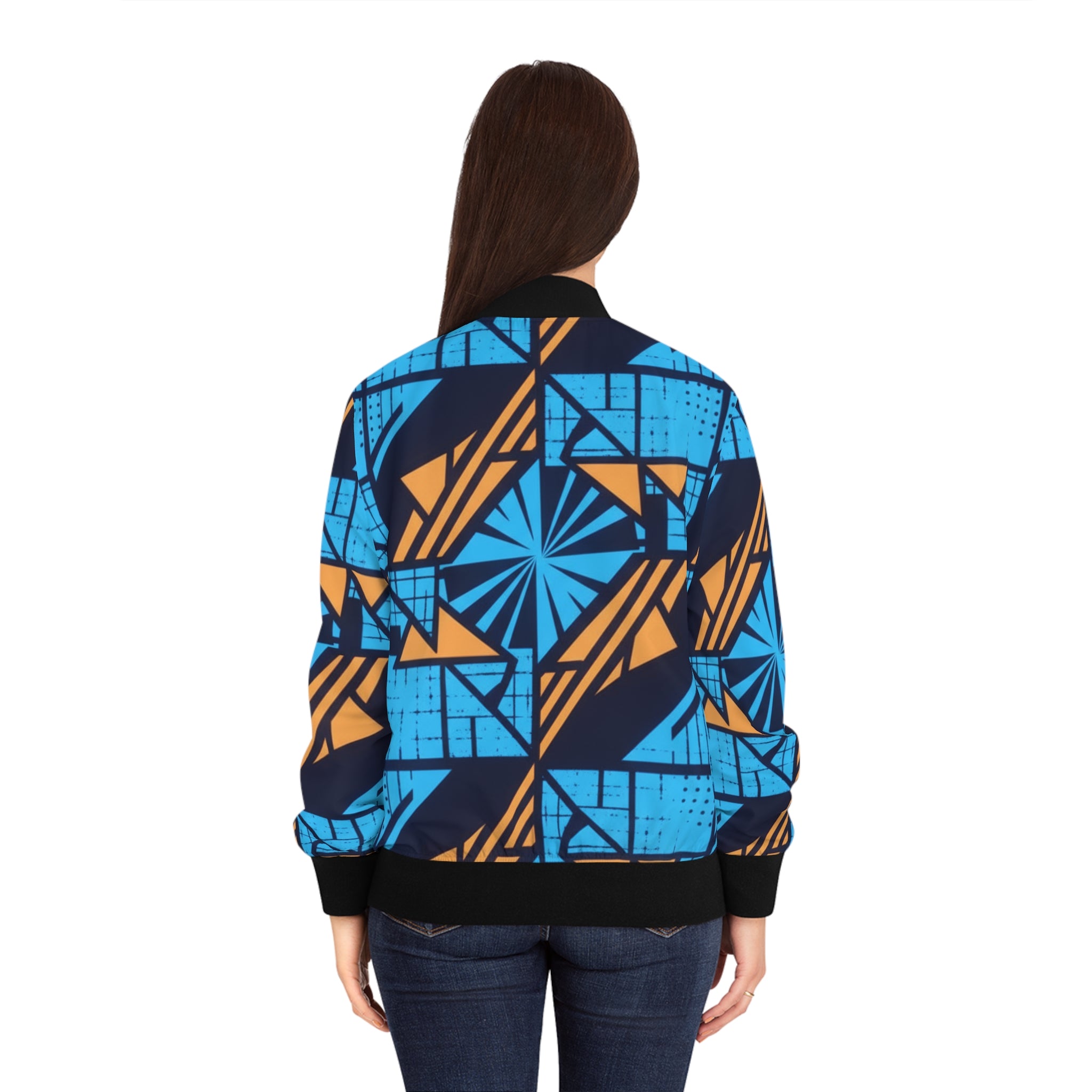 Retro Blue & Orange Bomber Jacket - All-Over Print