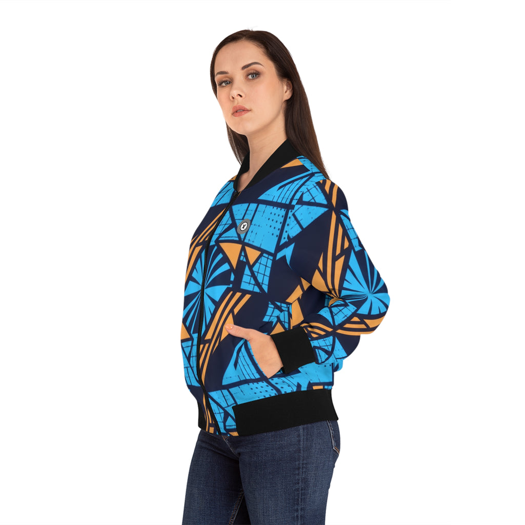 Retro Blue & Orange Bomber Jacket - All-Over Print
