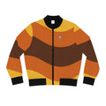 Retro Wave Stripe Bomber Jacket | Orange Brown All-Over Print