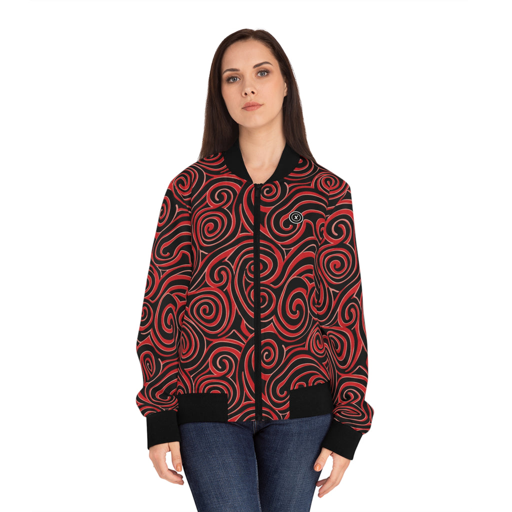 Retro Red & Balck Bomber Jacket - All-Over Print