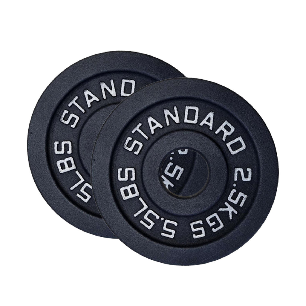 Cast Iron Weight Plates Set and Pair with Olympic Barbell + Clips