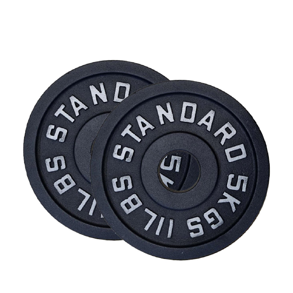 Cast Iron Weight Plates Set and Pair with Olympic Barbell + Clips