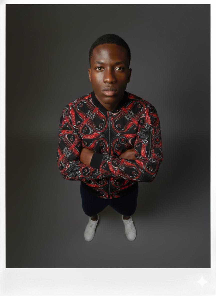 Dragon Bomber Jacket — Red & Black Mythic All-Over Print