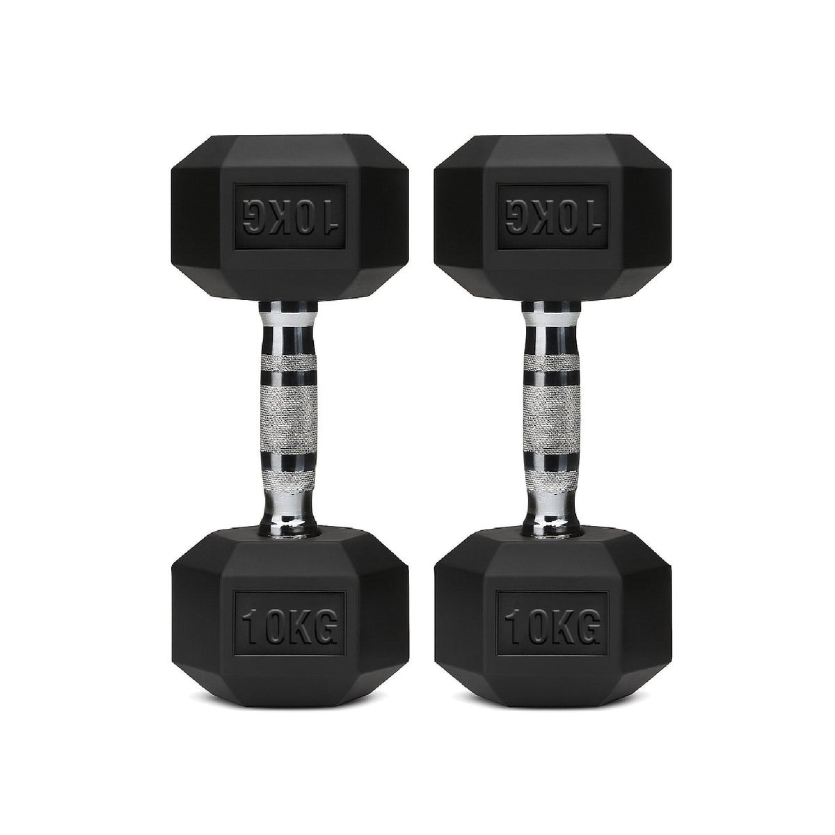Hex Dumbbells Pair – Rubber-Coated Cast Iron – 2.5kg to 60kg – Premium Gym Weights