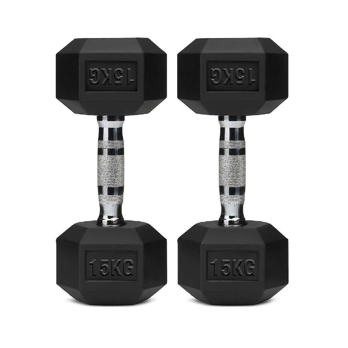 Hex Dumbbells Pair – Rubber-Coated Cast Iron – 2.5kg to 60kg – Premium Gym Weights