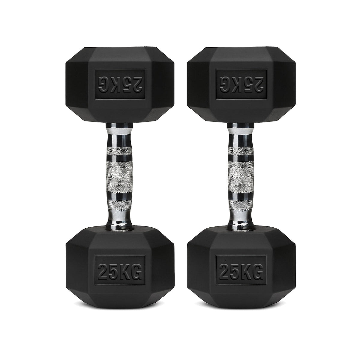 Hex Dumbbells Pair – Rubber-Coated Cast Iron – 2.5kg to 60kg – Premium Gym Weights