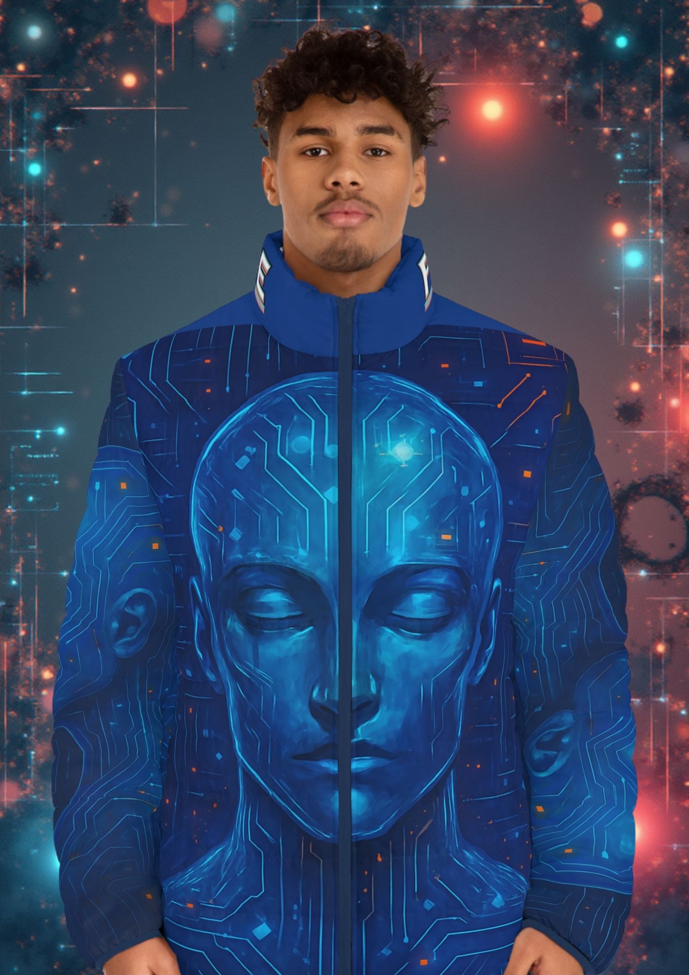 Flexate System One Men's Puffer Jacket - AOP Design