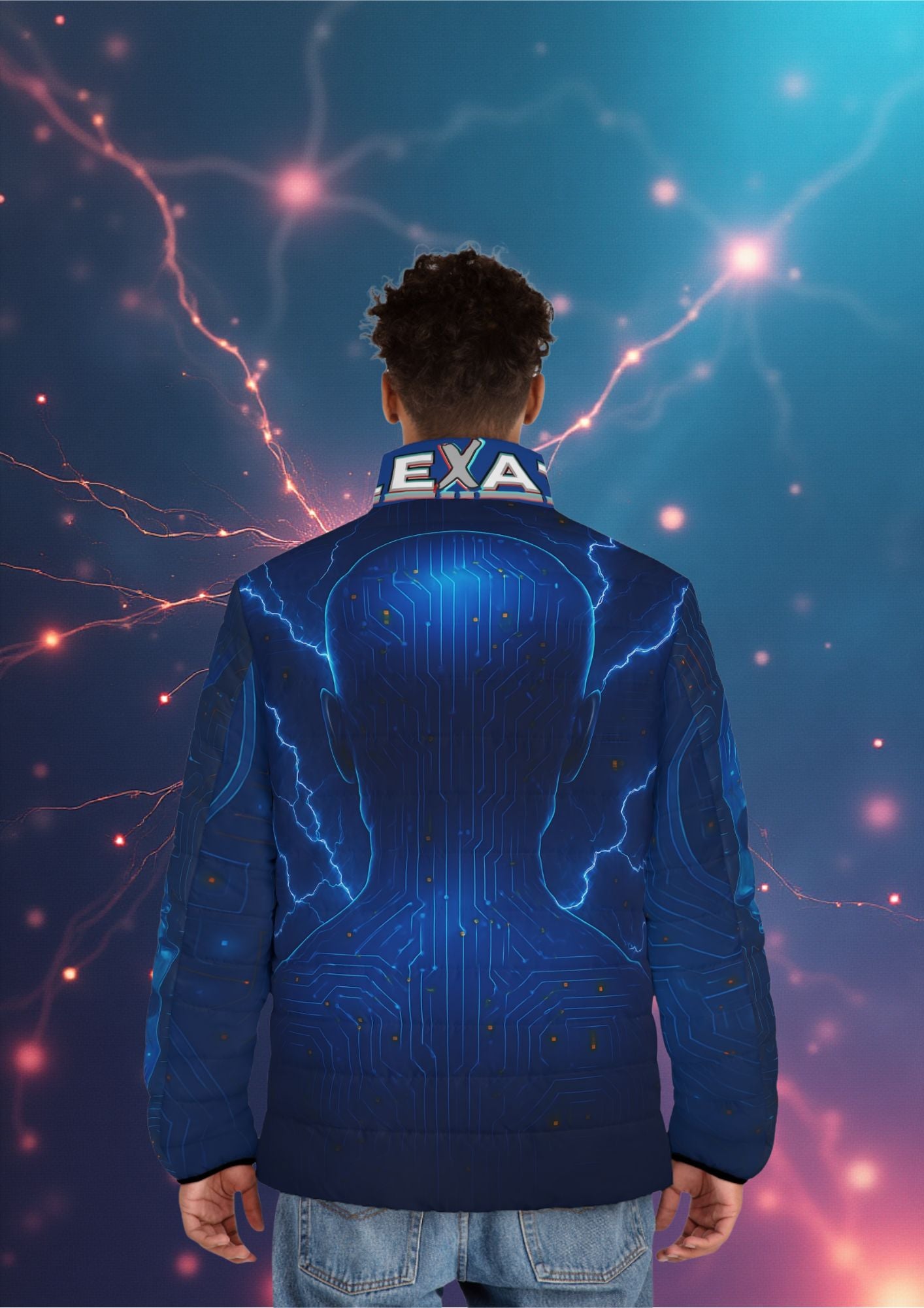 Flexate System One Men's Puffer Jacket - AOP Design