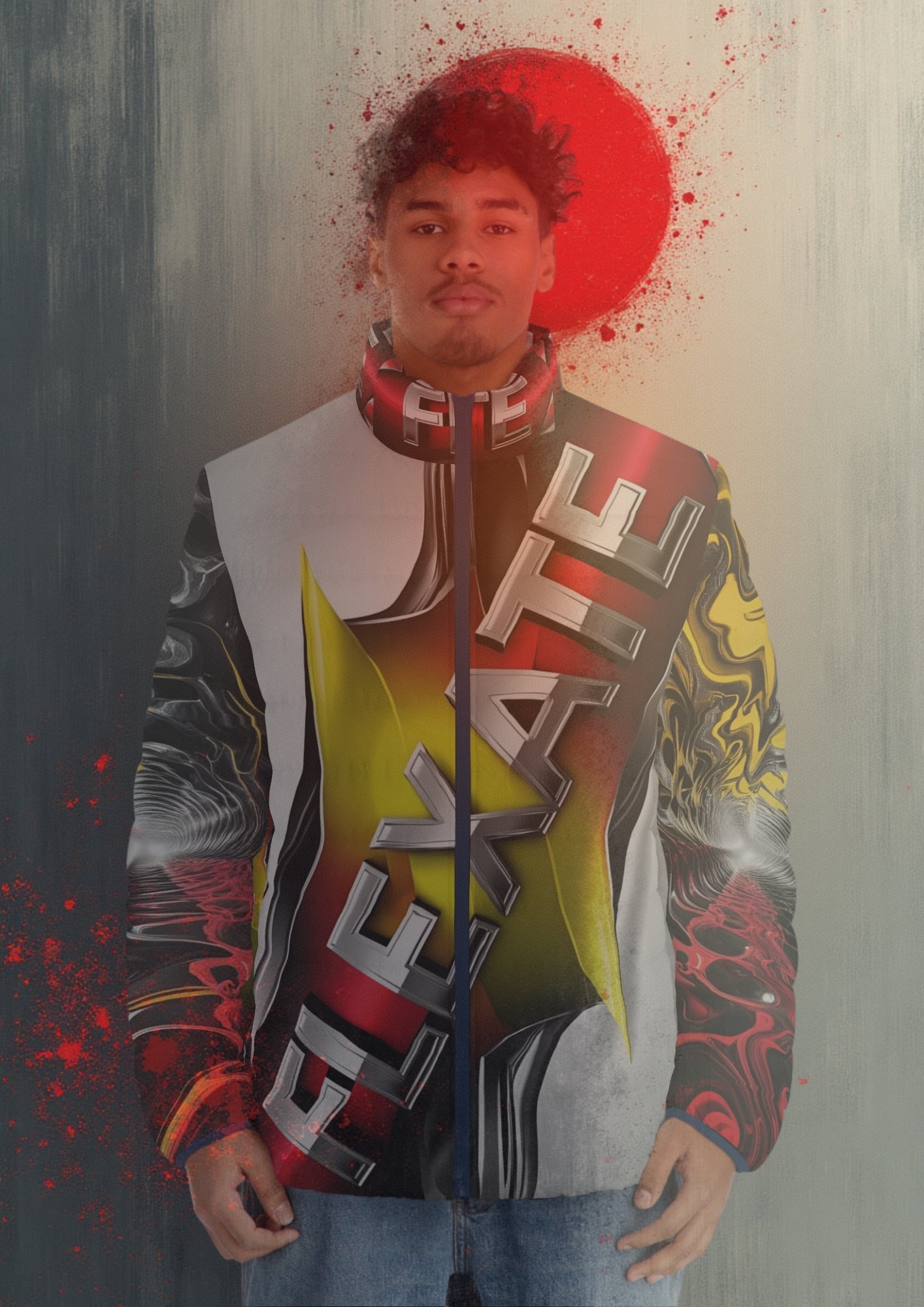 Flexate Action One Men's Puffer Jacket - AOP Design