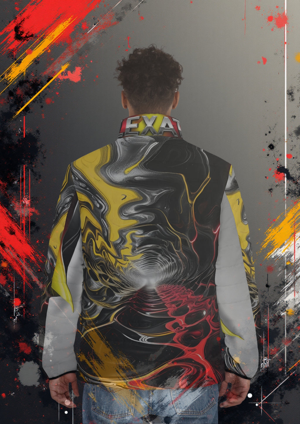 Flexate Action One Men's Puffer Jacket - AOP Design