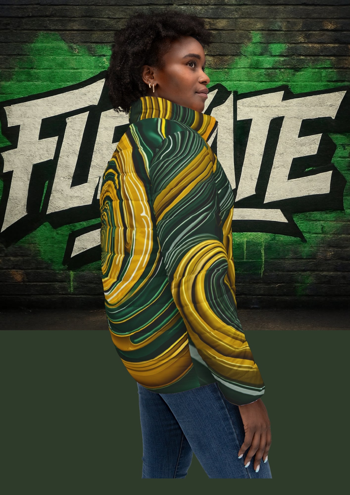 Flexate Earth X Women’s Puffer Jacket - AOP Design