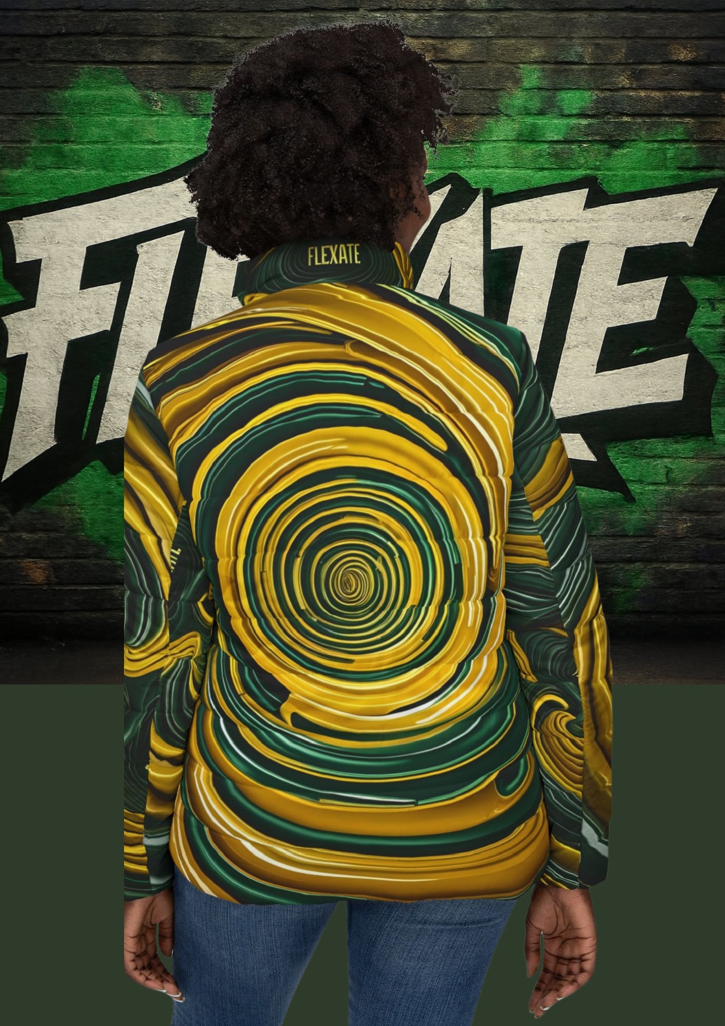 Flexate Earth X Women’s Puffer Jacket - AOP Design