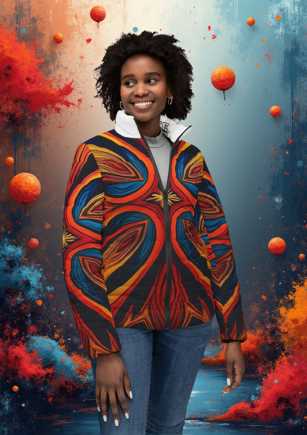 Flexate Fire Z Women’s Puffer Jacket - AOP Design